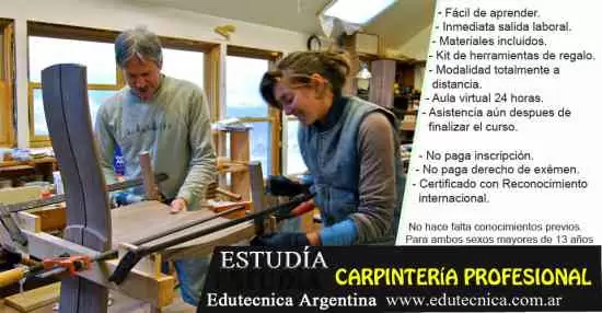 Curso de carpinteria con materiales y herramientas.